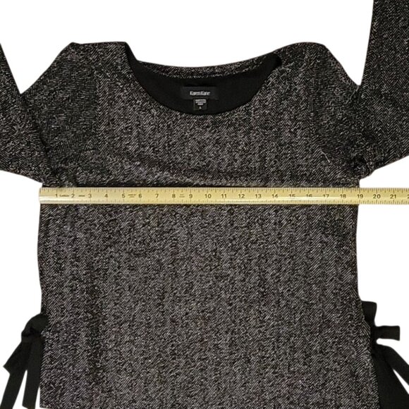 Karen Kane Black Silver Metallic Shimmery Evening Tunic Top with Side Bows Large - Picture 9 of 12